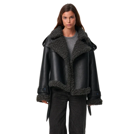 Elvira - Shearling Style Coat with Belt