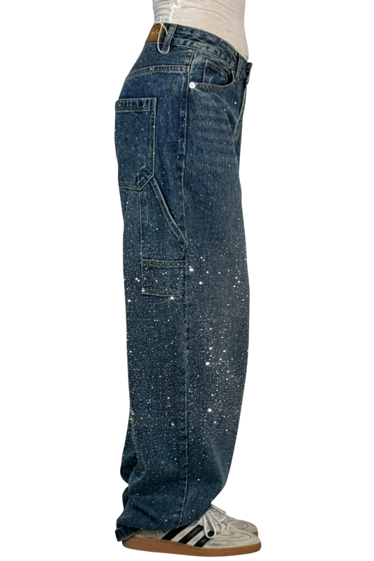 Dariya | Balloon Cargo Jeans with Rhinestone Details