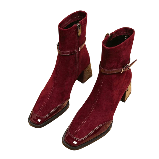 Valeria – Suede Ankle Boot with Modern Buckle