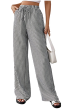 Sabrina | Pantalon Droit Léger Rayé avec Taille Ajustable