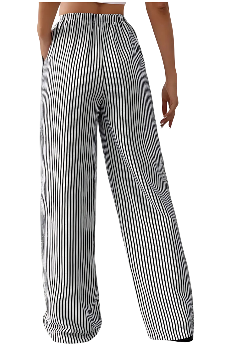 Sabrina | Pantalon Droit Léger Rayé avec Taille Ajustable