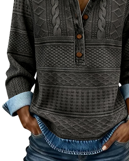 Dolores | Trendy Sweatshirt With Half Button And Collar