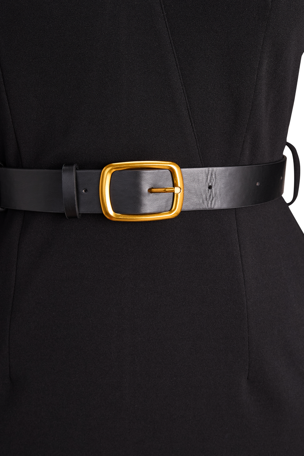 Camille™ | Robe fourreau noire ceinturée