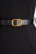 Camille™ | Robe fourreau noire ceinturée