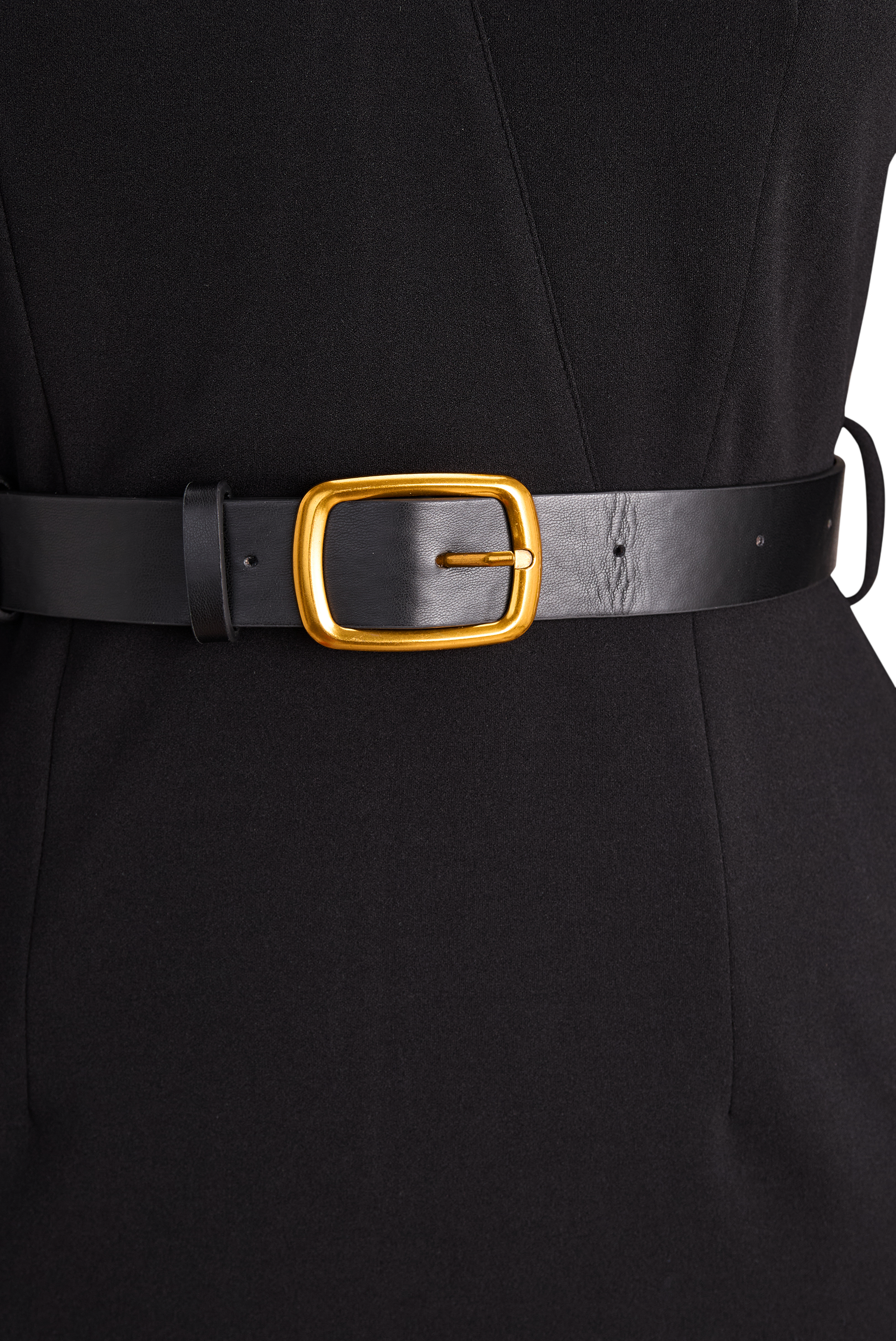 Camille™ | Robe fourreau noire ceinturée