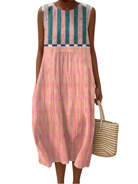 Lily | Striped Pastel Midi Dress