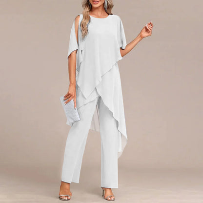 Blue Round Neck Two Piece Set