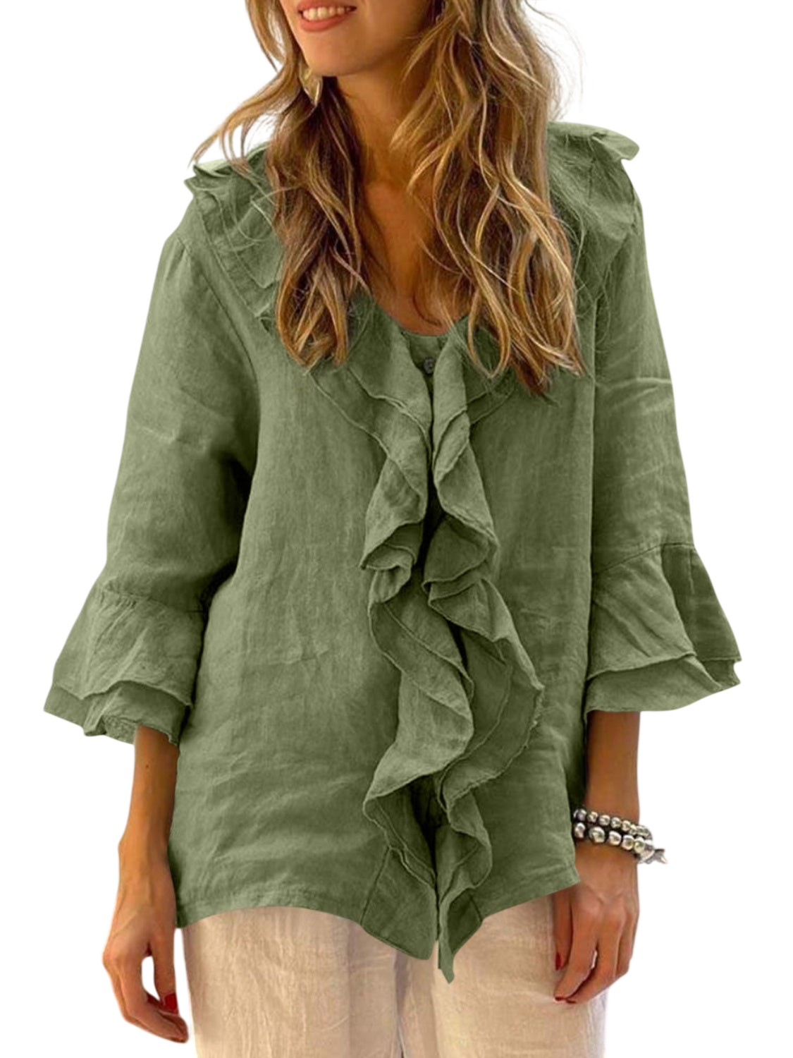 Nadine™ | Women Chic Bell Sleeve Ruffle Top