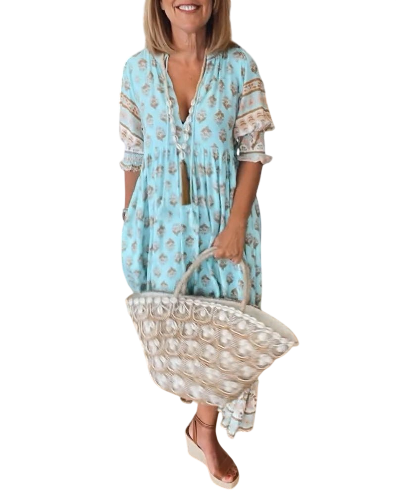 Thea – Robe fleurie chic à col en V