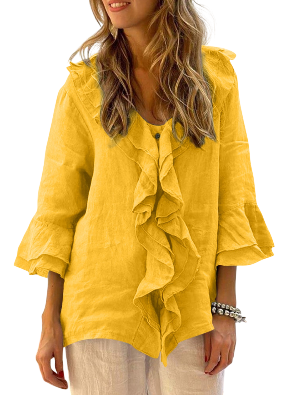 Nadine™ | Women Chic Bell Sleeve Ruffle Top