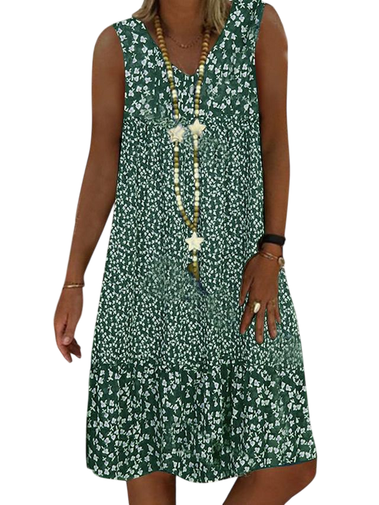 Ann - Sleeveless Floral V-Neck Dress