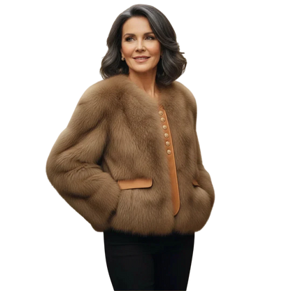 Aurelia - Short Fox Fur Effect Jacket