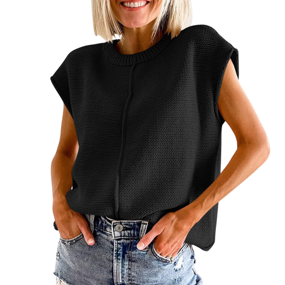 MAISIE™ | Haut sans manches col rond décontracté minimaliste
