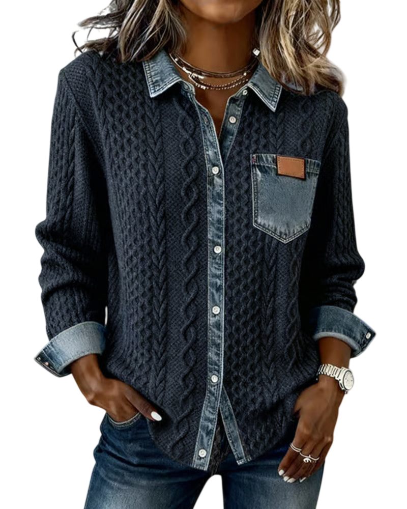 Jane | Soft Denim Patchwork Shirt