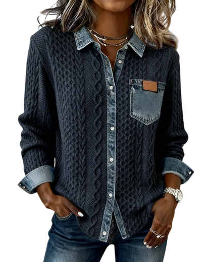 Jane | Soft Denim Patchwork Shirt