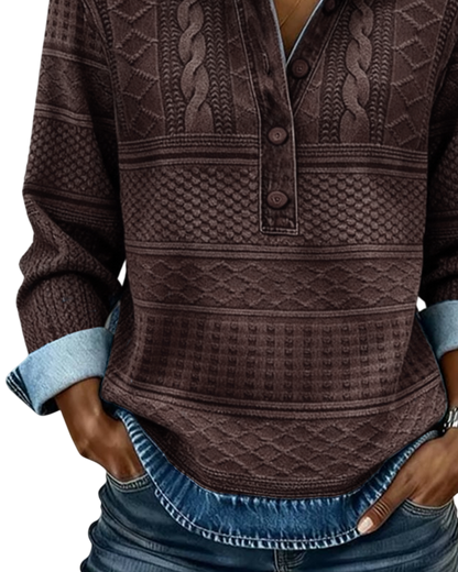 Dolores | Trendy Sweatshirt With Half Button And Collar