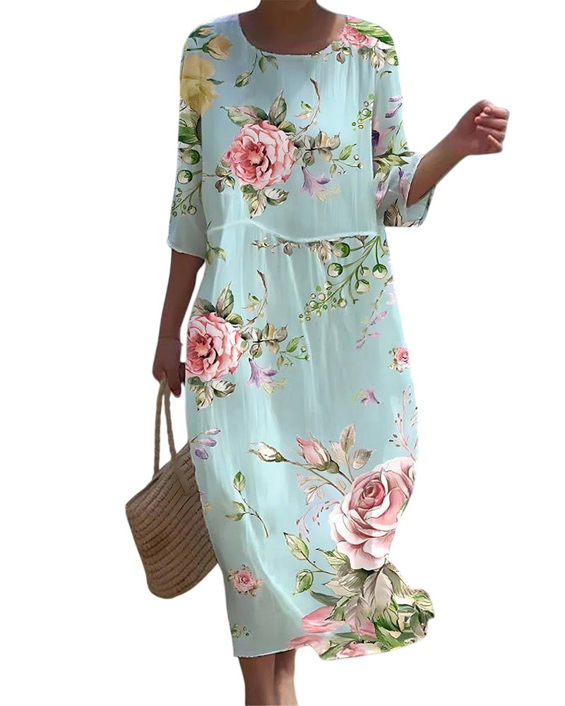 Tracy - Robe imprimée fleurs "Coucher de soleil"