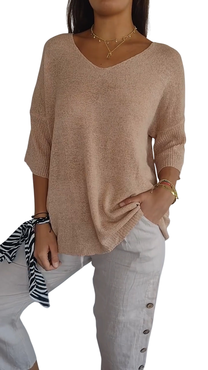 LAUREN™ | Haut décontracté à col en V pour femme