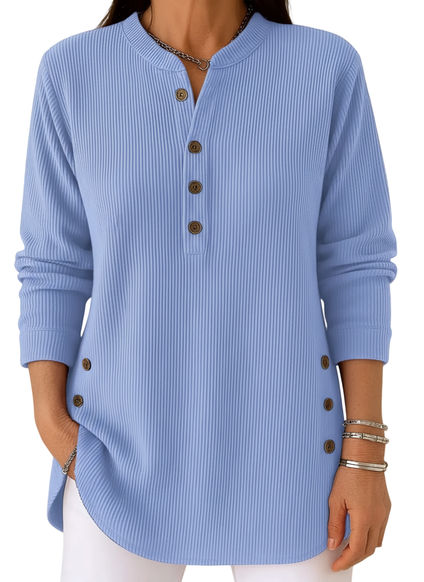 Harperly – Pull en tricot uni à manches longues