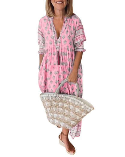Thea – Chic Floral V-Neck Dress