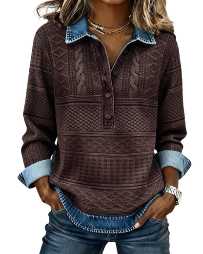 Dolores | Trendy Sweatshirt With Half Button And Collar