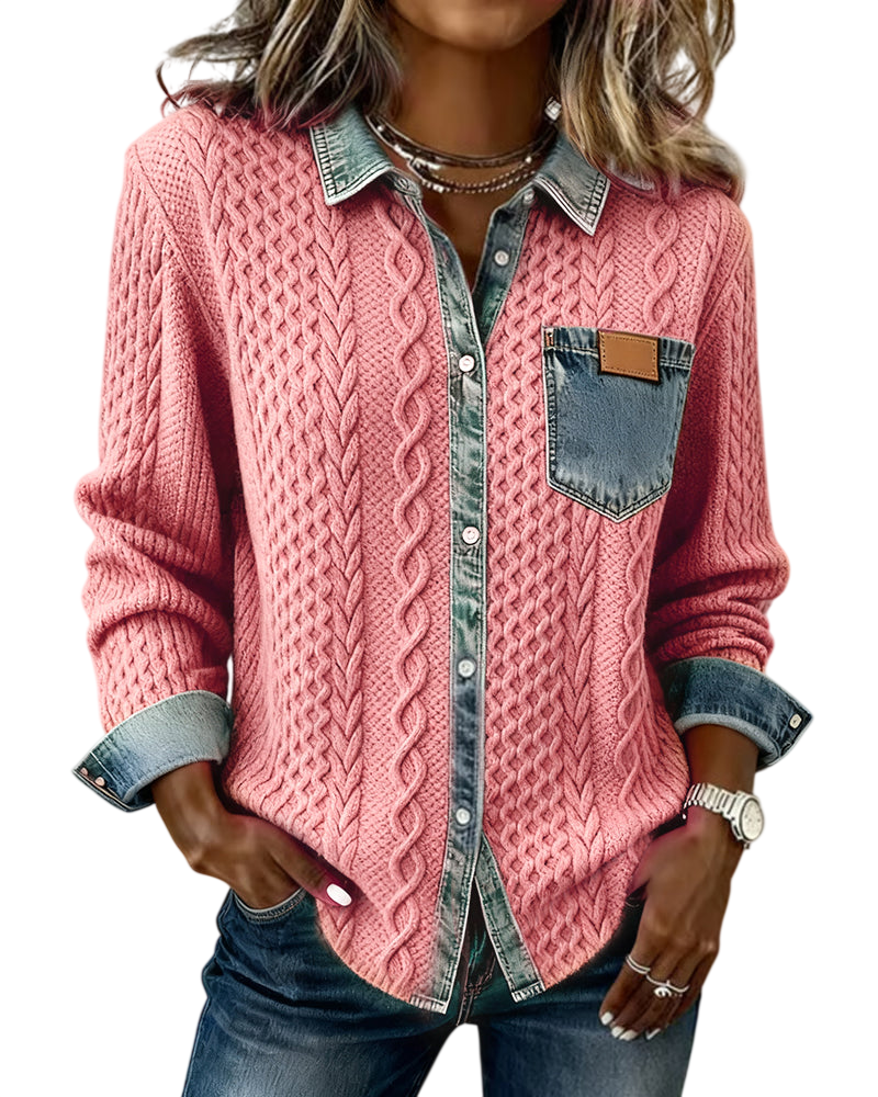 Jane | Soft Denim Patchwork Shirt