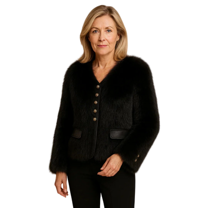 Aurelia - Short Fox Fur Effect Jacket