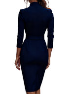 Camille™ | Robe fourreau noire ceinturée