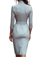 Camille™ | Robe fourreau noire ceinturée