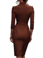 Camille™ | Robe fourreau noire ceinturée