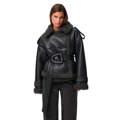 Elvira - Shearling Style Coat with Belt