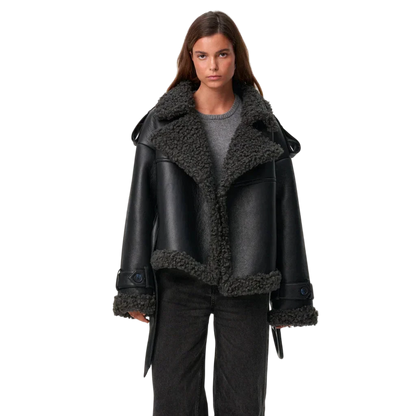 Elvira - Shearling Style Coat with Belt
