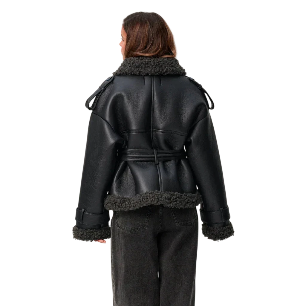 Elvira - Shearling Style Coat with Belt