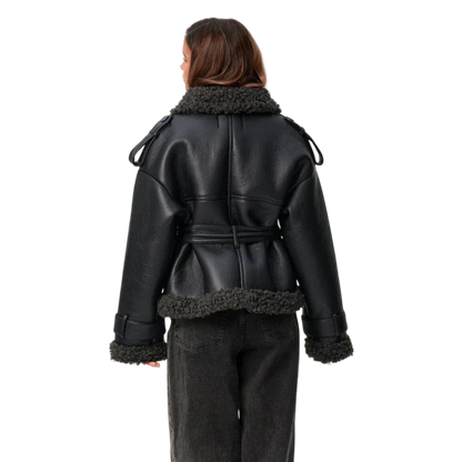 Elvira - Shearling Style Coat with Belt