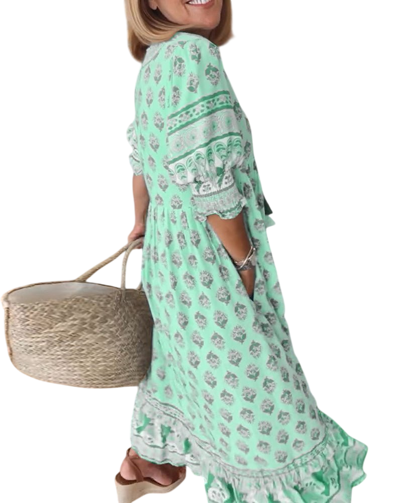 Thea – Robe fleurie chic à col en V