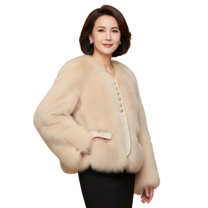Aurelia - Short Fox Fur Effect Jacket