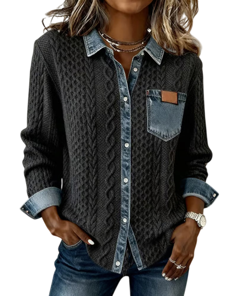 Jane | Chemise en denim patchwork doux