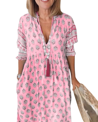 Thea – Chic Floral V-Neck Dress