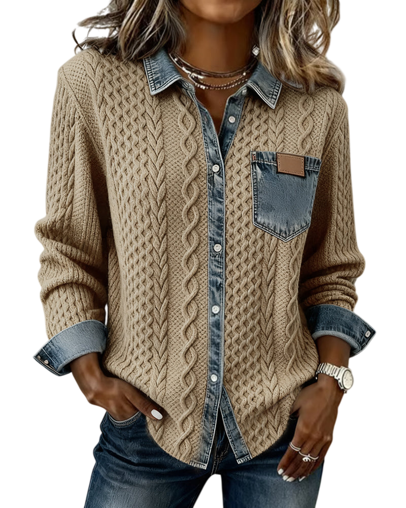 Jane | Soft Denim Patchwork Shirt
