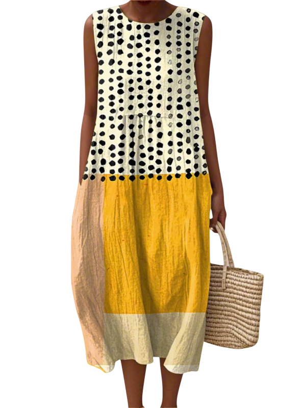Leah | Robe midi color block à pois