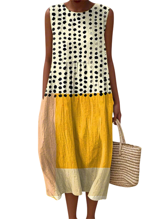 Leah | Polka Colourblock Midi Dress