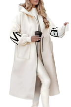 Noa - Long manteau à capuche avec manches tricotées