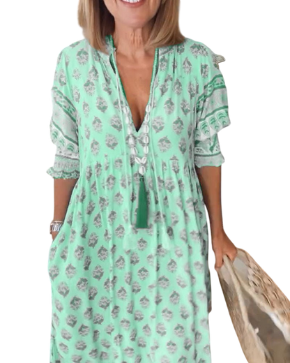 Thea – Chic Floral V-Neck Dress