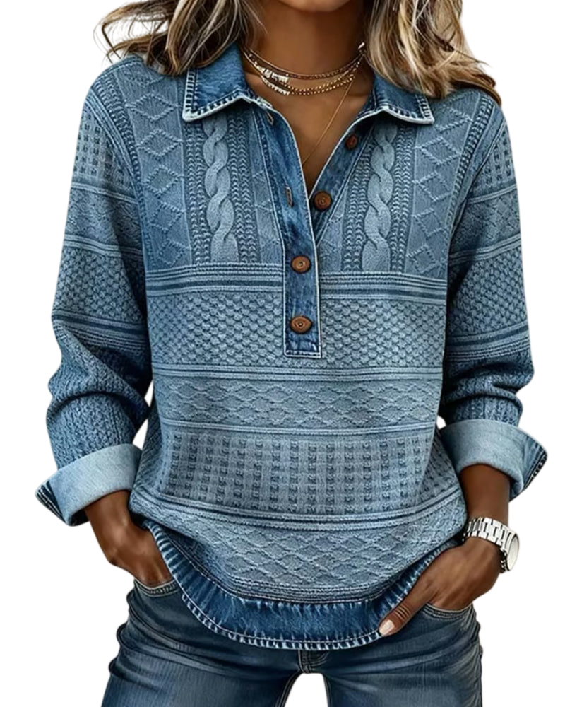 Dolores | Sweat-shirt tendance avec demi-boutonnage et col