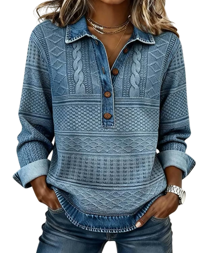 Dolores | Trendy Sweatshirt With Half Button And Collar