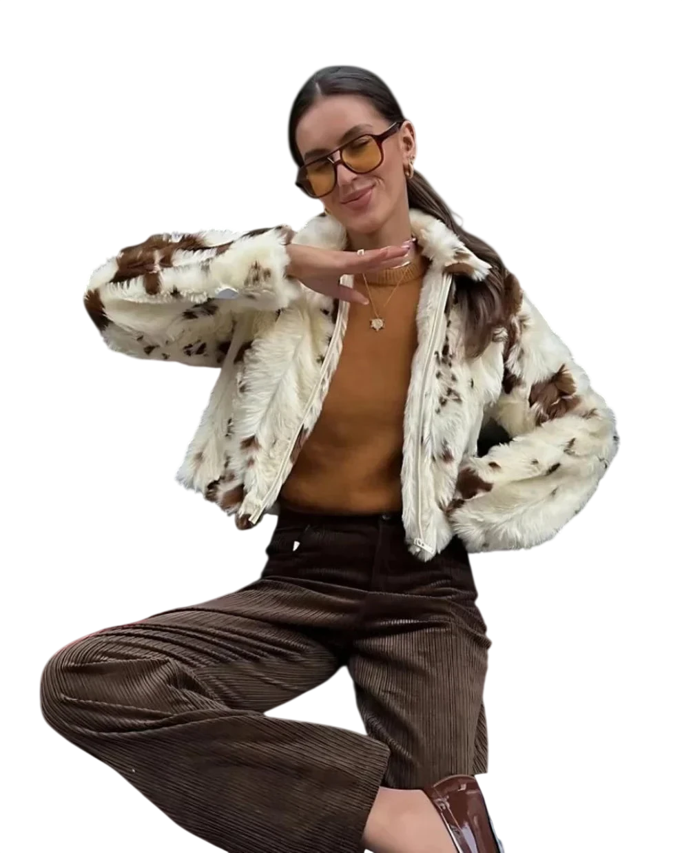 Gloria / Veste en similicuir imprimé vache