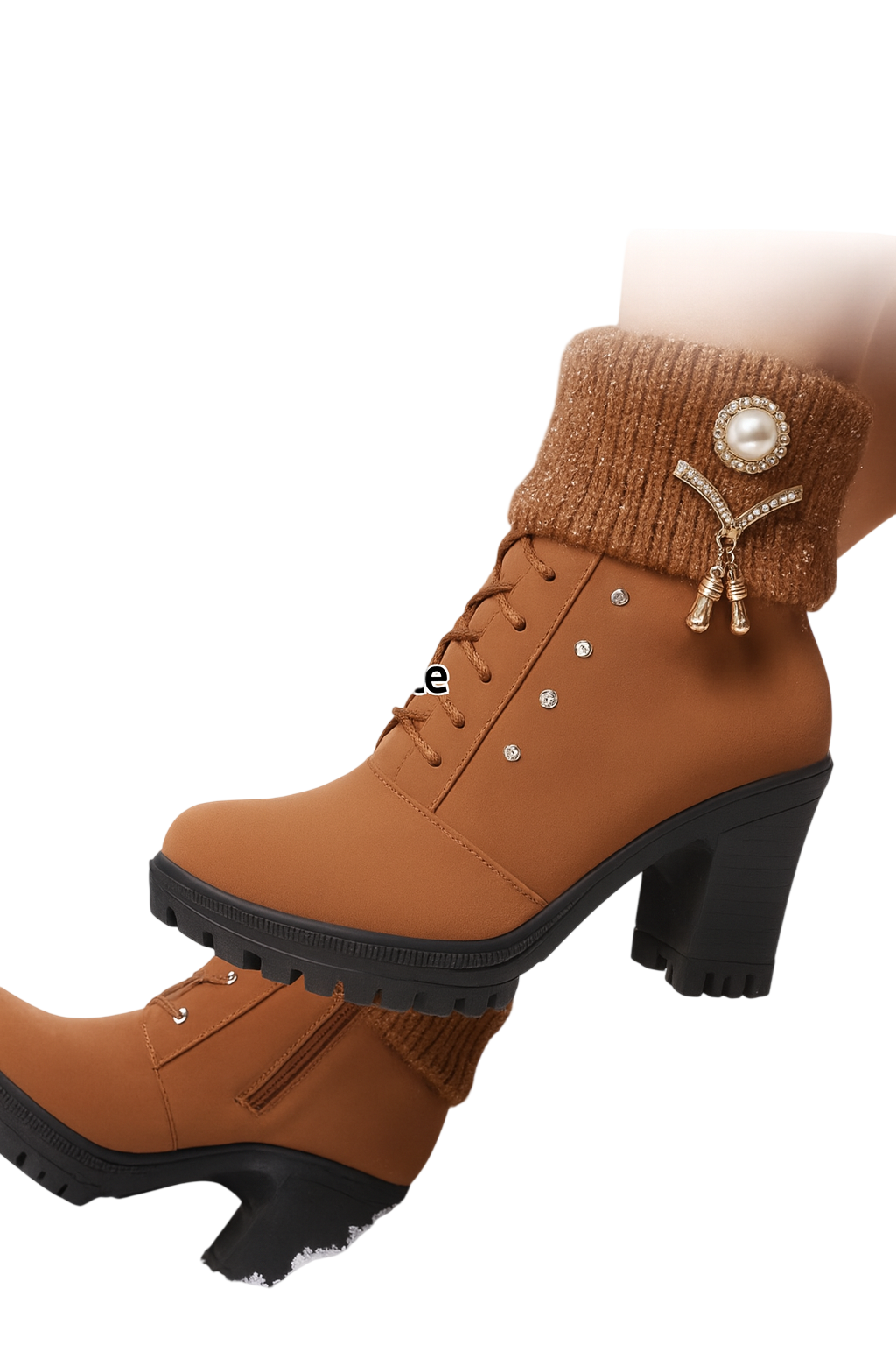 Tania - Bottines à talon épais avec détail chaud et décoratif