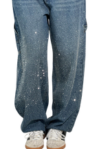 Dariya | Jean cargo coupe ballon avec éclat et ornements en strass