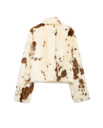 Gloria / Cow Print Faux Leather Jacket
