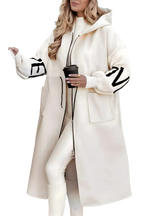 Noa - Long manteau à capuche avec manches tricotées